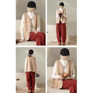 Horn Toggle Button Beige Sweater Vest