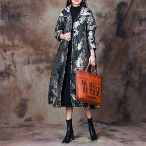 Silver Printed Black Cocoon Padded Coat