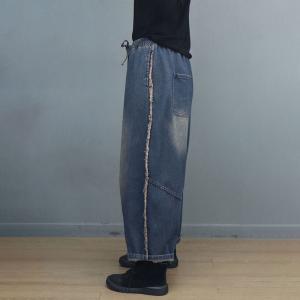 Chunky Denim Fringed Winter Dad Jeans