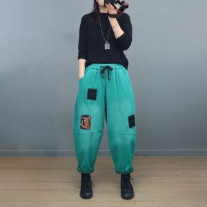 Letter Patchwork Fleeced Pull-On Sweat Pants
