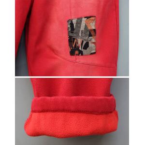 Letter Patchwork Fleeced Pull-On Sweat Pants