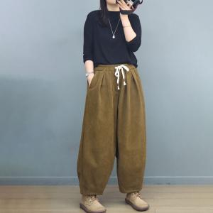 Easy Match Plain Warm Corduroy Pants