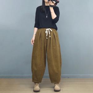 Easy Match Plain Warm Corduroy Pants