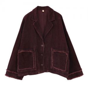 Oversized Corduroy Front Pocket Polo Jacket