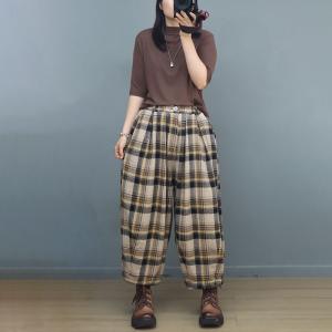 Warm Lined Winter Baggy Tartan Pants