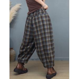 Warm Lined Winter Baggy Tartan Pants