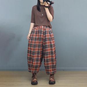 Warm Lined Winter Baggy Tartan Pants