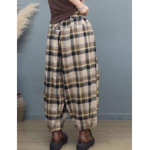 Warm Lined Winter Baggy Tartan Pants