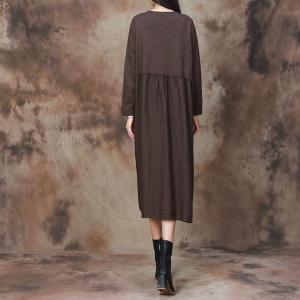 Tied Pocket Loose Knitting Jersey Dress