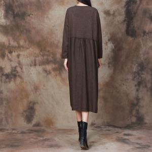 Tied Pocket Loose Knitting Jersey Dress