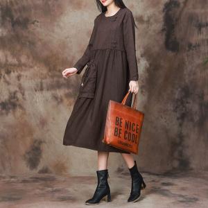 Tied Pocket Loose Knitting Jersey Dress