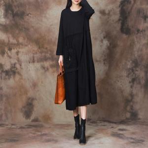 Tied Pocket Loose Knitting Jersey Dress