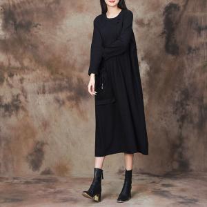 Tied Pocket Loose Knitting Jersey Dress