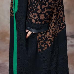 V-Neck Leopard Green Cocoon Coat