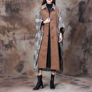 Blue Gingham Woolen Designer Cape Coat