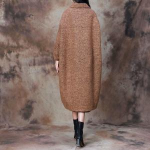 Single-Breasted Polo Neck Plus Size Cocoon Coat