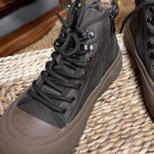 Chunky Shoelaces Side Zip Desert Martin Boots