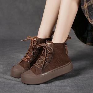 Cool Women Leather Wedge Martin Boots