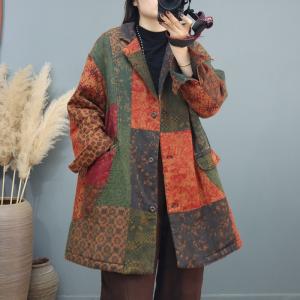 Senior Women Quilted Flax Ethnic Blazer