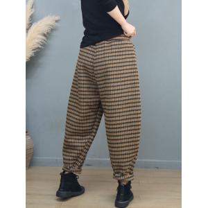 Winter Fleeced Pull-On Tweed Tartan Trousers