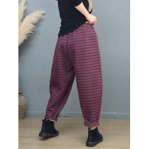 Winter Fleeced Pull-On Tweed Tartan Trousers