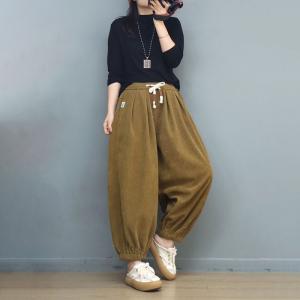 Plus Size Corduroy Pants Fleeced Winter Carrot Pants