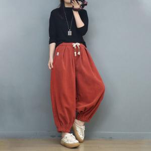 Casual Corduroy Fleeced Winter Carrot Pants