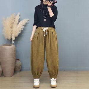 Casual Corduroy Fleeced Winter Carrot Pants