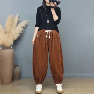 Casual Corduroy Fleeced Winter Carrot Pants