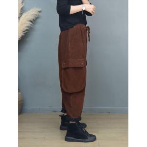 Easy Chic Corduroy Fleeced Cargo Tapered Pants