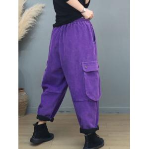 Easy Chic Corduroy Fleeced Cargo Tapered Pants