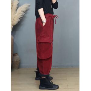 Easy Chic Corduroy Fleeced Cargo Tapered Pants