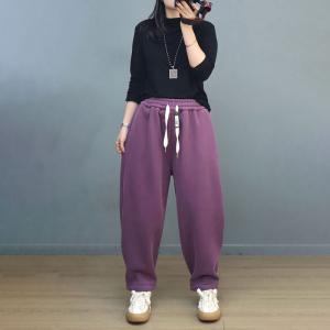 Solid Color Casual Straight Leg Sweat Pants