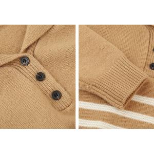 Oversized Striped Wool Camel Colored Sweater