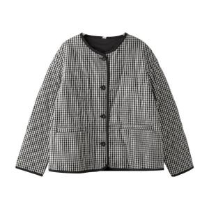 Small Black Plaids Quilted Short Coat