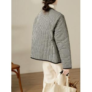 Small Black Plaids Quilted Short Coat