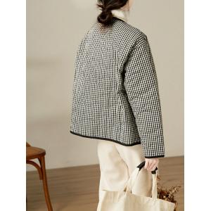 Small Black Plaids Quilted Short Coat