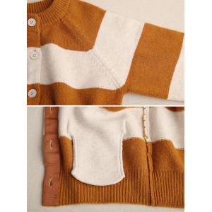 Contrast Colored Stripes Wool Cardigan