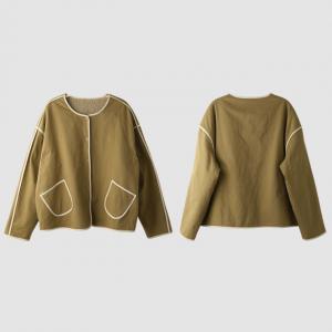 Crew Neck Lamb Wool Reversible Coat