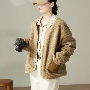 Crew Neck Lamb Wool Reversible Coat