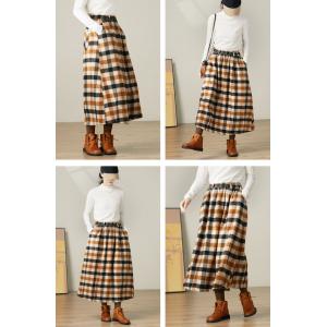 Winter Wool Blend Maxi Plaid Skirt