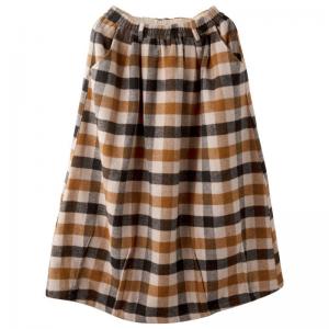 Winter Wool Blend Maxi Plaid Skirt