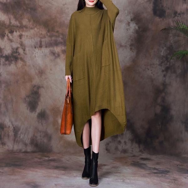 Large Asymmetrical Soft Wool Knit Dress