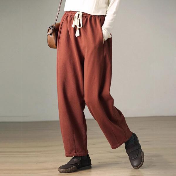 Reddish Brown Cotton Fleeced Jogging Pants