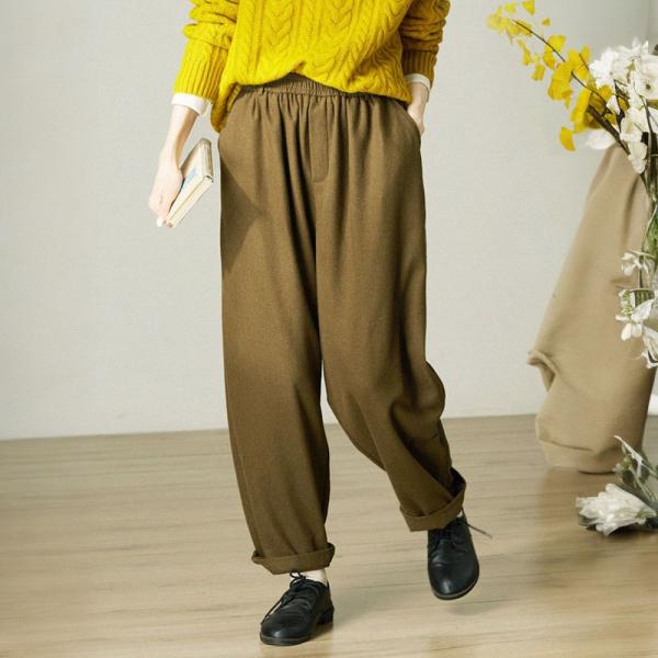 Coffee Wool Blend Tweed Trousers