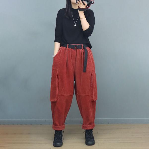 Warm Lining Wither Corduroy Carpenter Pants Women