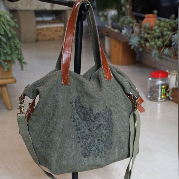 Handmade Embroidery Cotton Jute Shoulder Tote Bag