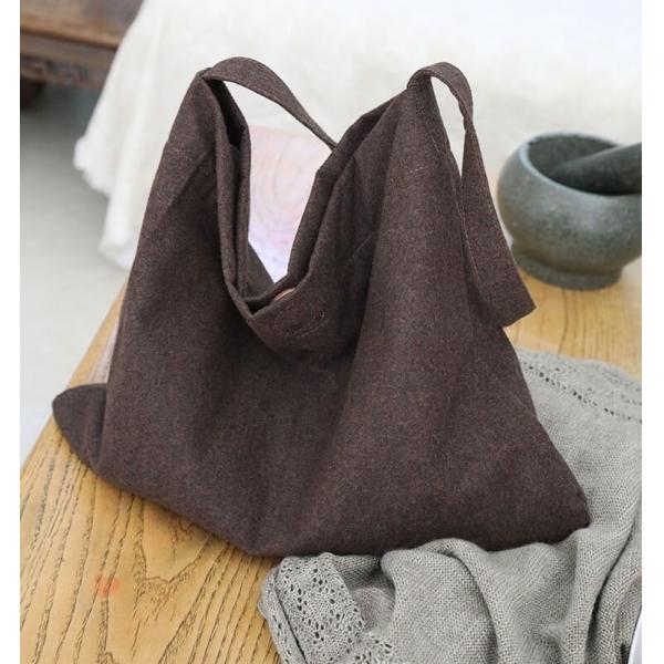 Solid Color Woolen Tweed Shoulder Tote