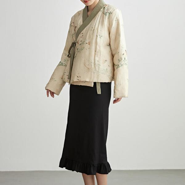 Stand Collar Side Tied Eastern Quilted Kimono