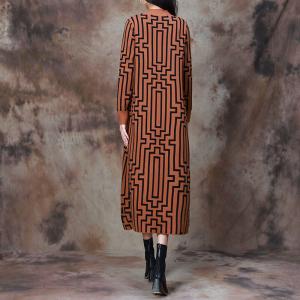 Maze Patterned Loose Midi Knit Dress